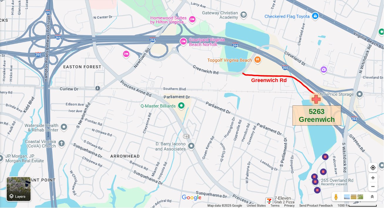 Location map — 5263 Greenwich Rd