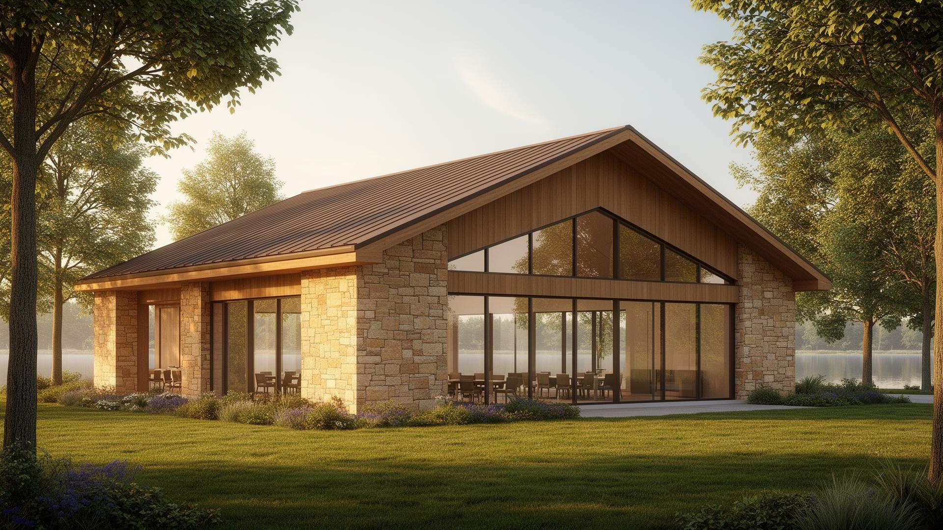 Concept rendering of the meeting hall exterior